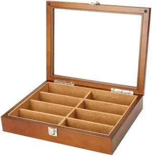 * 26.3 * 6.3Cm) Watch Box Quartz Watch Glasses 8 Grids Wooden Jewelry suit breadfruit last burn Storage Box with Transparent Top Cover Watch Accessories (Color : OneColor, Size : 33.7 