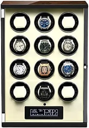 : Black, S Mechanical Watch Shaker Automatic Watch Winder blip hygiene Box with Panel and Display Screen Remote Control Adjustable Watch Pillows Quiet Motor (Color 