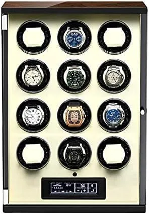 : Black, S Mechanical Watch Shaker Automatic Watch Winder blip hygiene Box with Panel and Display Screen Remote Control Adjustable Watch Pillows Quiet Motor (Color 