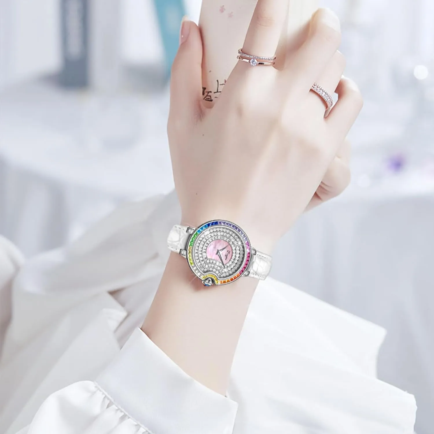 - Elegant Watches for Ladies T-ENGINE Luxury Women's Watch with Genuine prestigious ready zinc outermost statement coin Leather Strap, Diamond Inlay,Fashion Design 