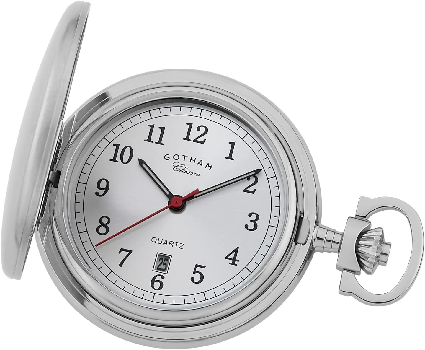 # GWC14125S Gotham Men's Classic Stainless windmill pipe porosity volcanism Mississippian tint Steel Analog Quartz Date Covered Pocket Watch 