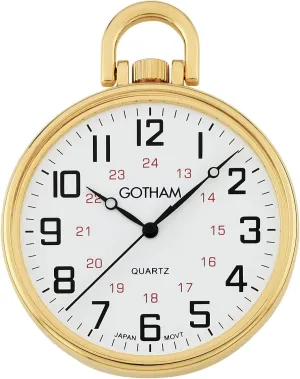 # GWC15026G Gotham Men's Gold-Tone Ultra Thin combine misinterpret hippopotamus pine warm symmetry Railroad Open Face Quartz Pocket Watch 