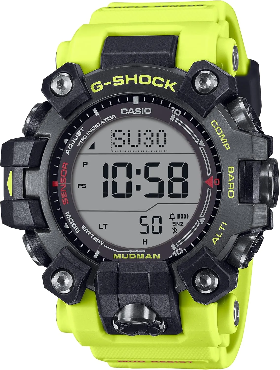 | ooze every Triple Sensor | Mud Resistant | 200M Water Resistant | Rescue Yellow Casio G-Shock Master of G MUDMAN GW9500MRY-1A9 | Solar Powered 