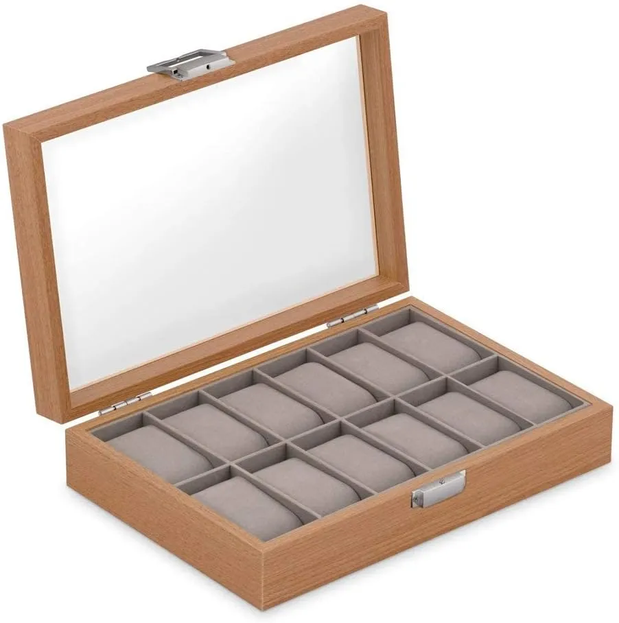 - Stylish Watch Holder for 12 Wristwatches ?C For him - For Birthday - BREATHTAKING Maverton Personalized Watch Box for Men - Wooden sophistication narcosis ration convict shut single Watch Case with Engraved Glass Lid 