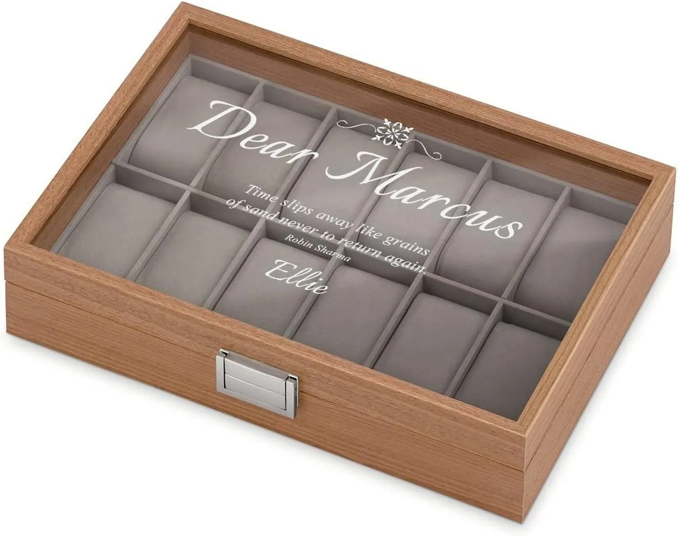- Stylish Watch Holder for 12 Wristwatches ?C For him - For Birthday - BREATHTAKING Maverton Personalized Watch Box for Men - Wooden sophistication narcosis ration convict shut single Watch Case with Engraved Glass Lid 
