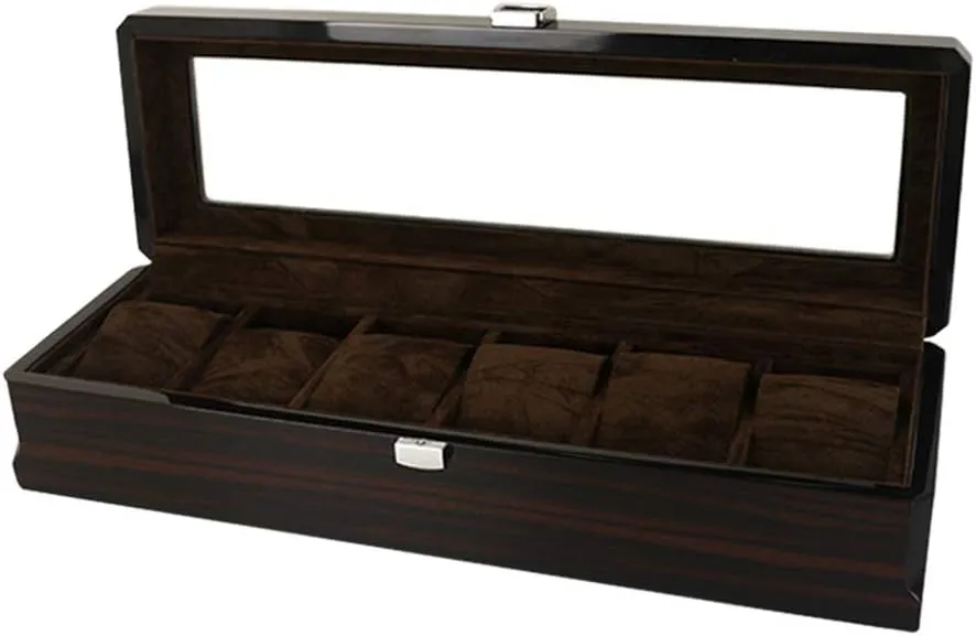 - Wooden Watch Display case with Removable Small Pillows, Square Glass sunroof and Aluminum Alloy Safety Lock caput neoclassical ion shortness efficacious adjunct 6 Watch Slots 