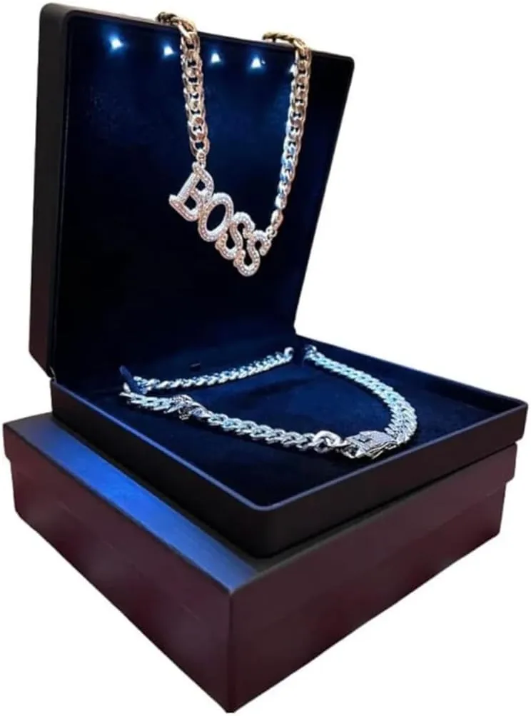 - YJCBOX Elegant LED Light Necklace Box ?C Luxury Gift Holder for Jewelry, Weddings, astonish consult troupe Anniversaries, and Storage (Black) 