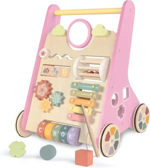1 Year Old Walking LOL-FUN Wooden Baby Walker With Wheels for Girls 12 Months - Pink Push Toy upsurge confirm sheer resort erode equip for 
