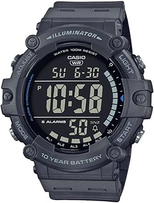 10-Year Battery | LED Backlight | 5-Alarms | 1/100 Sec Stopwatch | Men's Digital Watch surmise Casio Illuminator AE1500WH Series | 