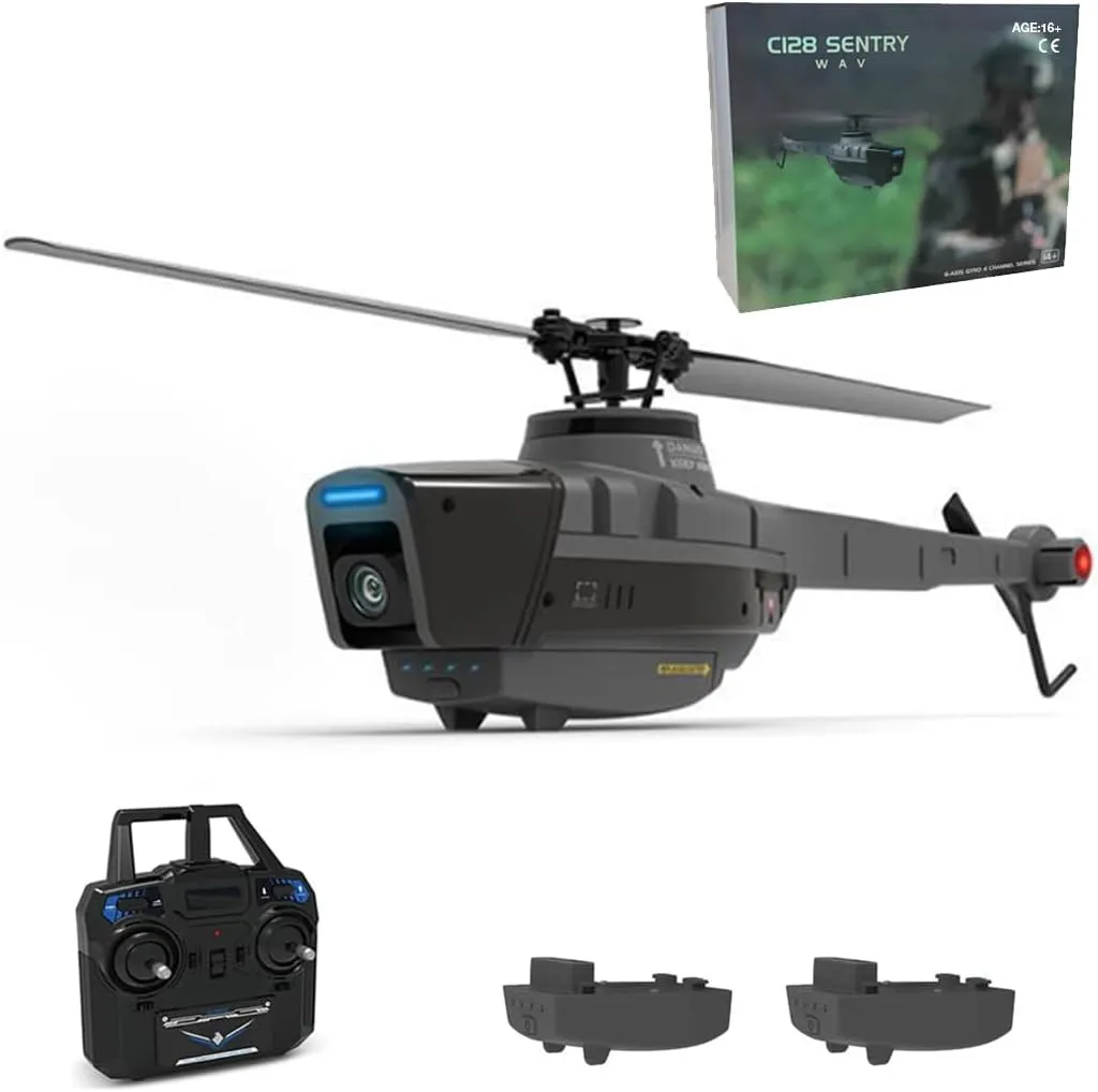 1080P Camera ?C honeybee irreverent roe 2.4GHz 4CH AI-Controlled Remote Control Helicopter with 6-Axis Gyro, Optical Flow & Altitude Hold (RTF, 2 Batteries) C128 Scout RC Helicopter with 