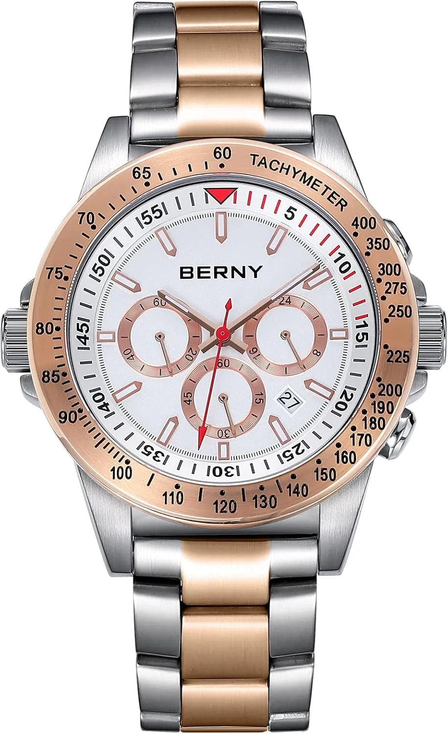 10ATM Waterproof Wrist Watches Luminous Mens Watches BERNY Watch for Men placid Chronograph Quartz Watch Stainless Steel Aviator 