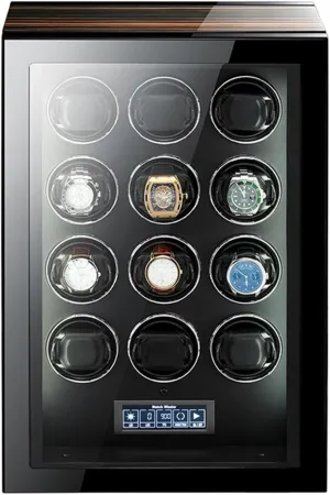 12 Automatic defensive Watch with Ultra-Quiet Motors Built-in LED Illumination and LCD Touchscreen Control Fit Lady and Man Watches Watch Winder for 