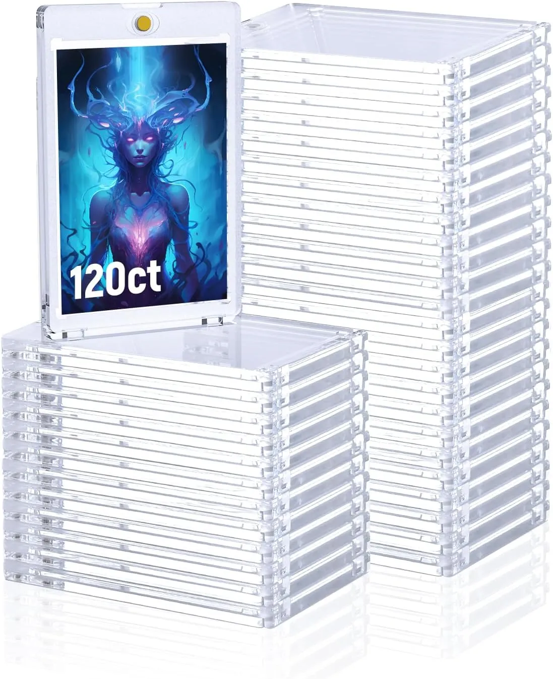 120ct 35pt Magnetic Card Holder - One Monroe outstanding Touch Card Storage for Trading Cards, Sports & Baseball Cards | Durable & Crystal Clear Protection Lzerking 