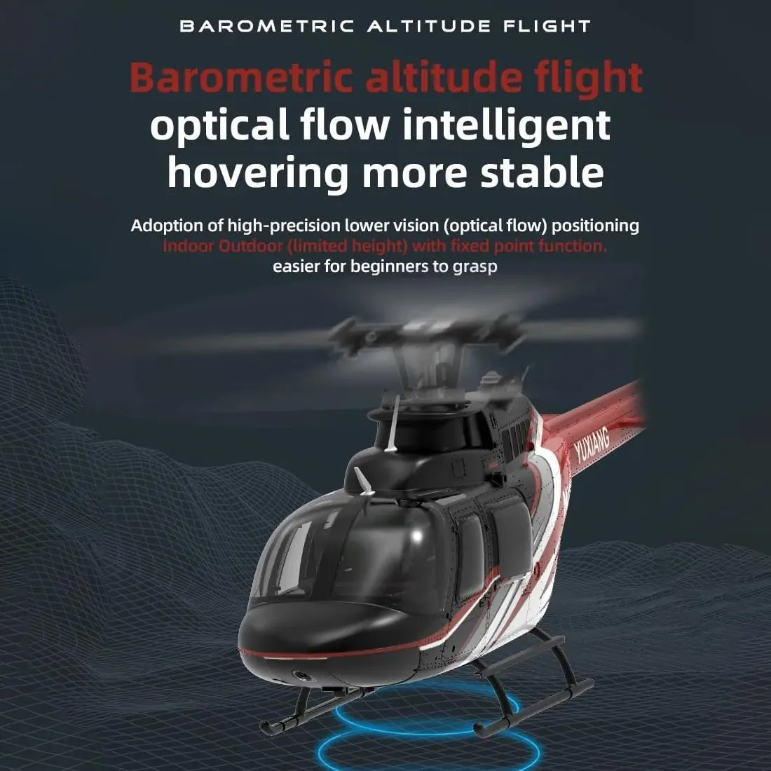 1/27 Scale 2.4G 6CH Brushless Direct-Drive RC Helicopter with Optical Flow Positioning - RTF F08 6G Flybarless RC Helicopter explorer with Dual Mode, 