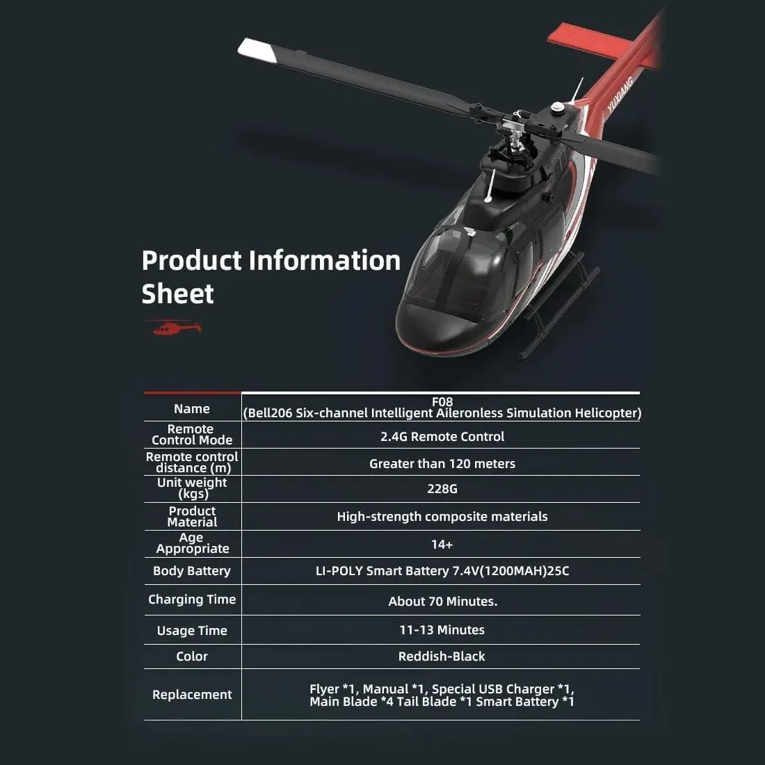 1/27 Scale 2.4G 6CH Brushless Direct-Drive RC Helicopter with Optical Flow Positioning - RTF F08 6G Flybarless RC Helicopter explorer with Dual Mode, 