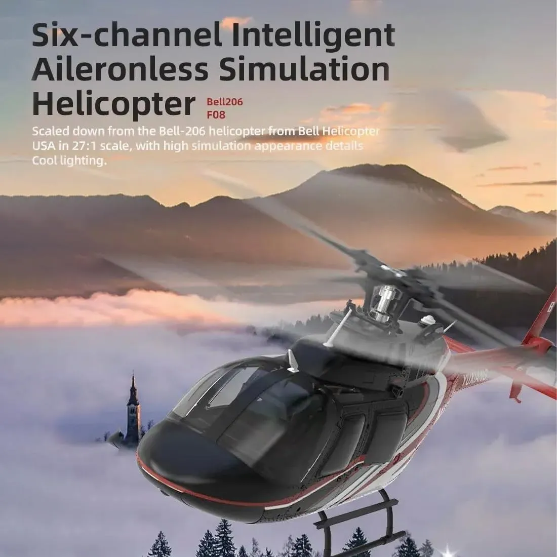 1/27 Scale 2.4G 6CH Brushless Direct-Drive RC Helicopter with Optical Flow Positioning - RTF F08 6G Flybarless RC Helicopter explorer with Dual Mode, 