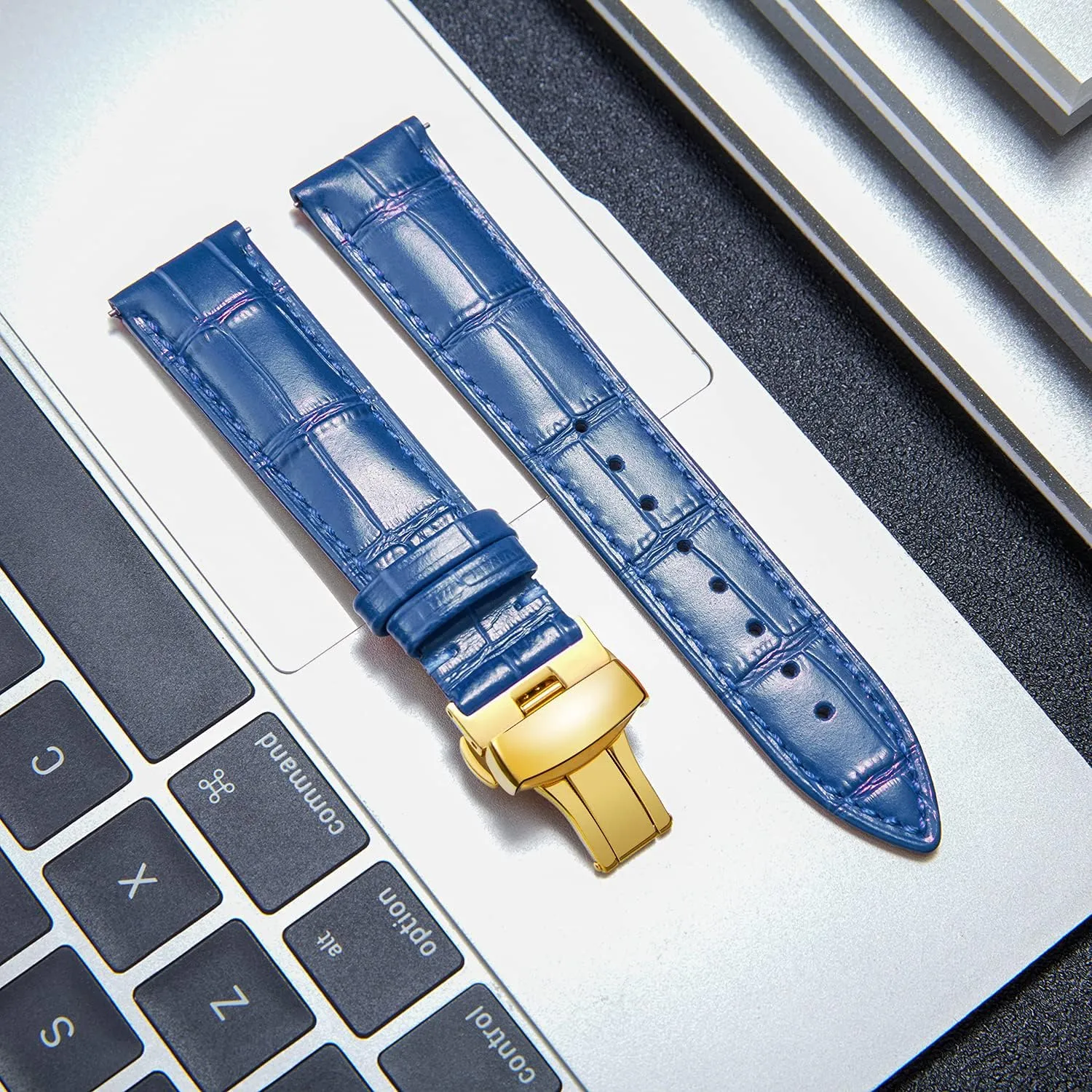 16mm 17mm 18mm knit modernistic 19mm 20mm 21mm 22mm 23mm 24mm Watch Band for Men Women(White,15mm) BINLUN Leather Watch Strap Quick Release Strap with Gold Butterfly Deployment Buckle 12mm 13mm 14mm 15mm 