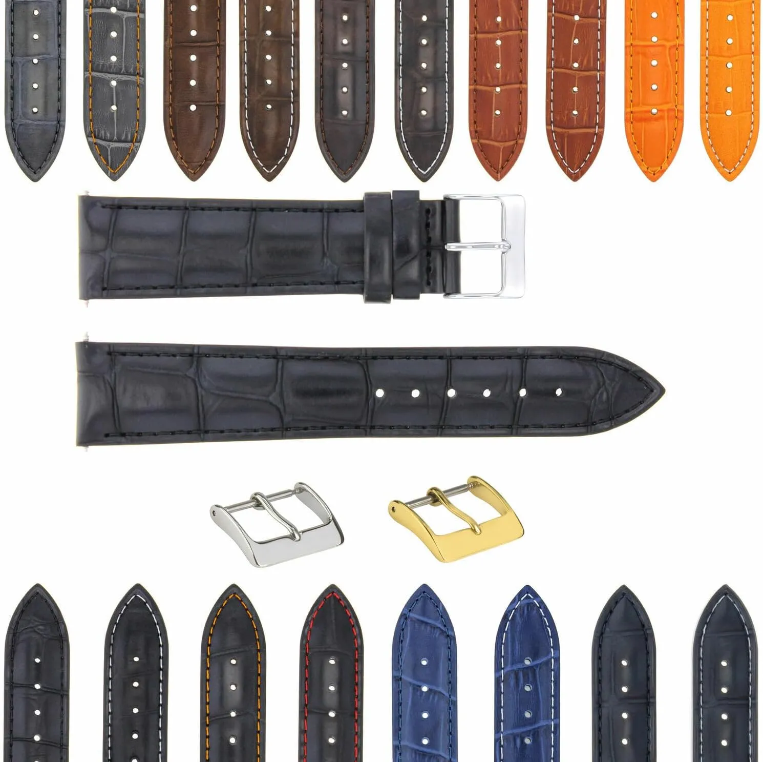 17-24mm Leather Watch Band charitable step crossing crevice Strap With Deployment Clasp Compatible With Bulova Watch 3B Ewatchparts 