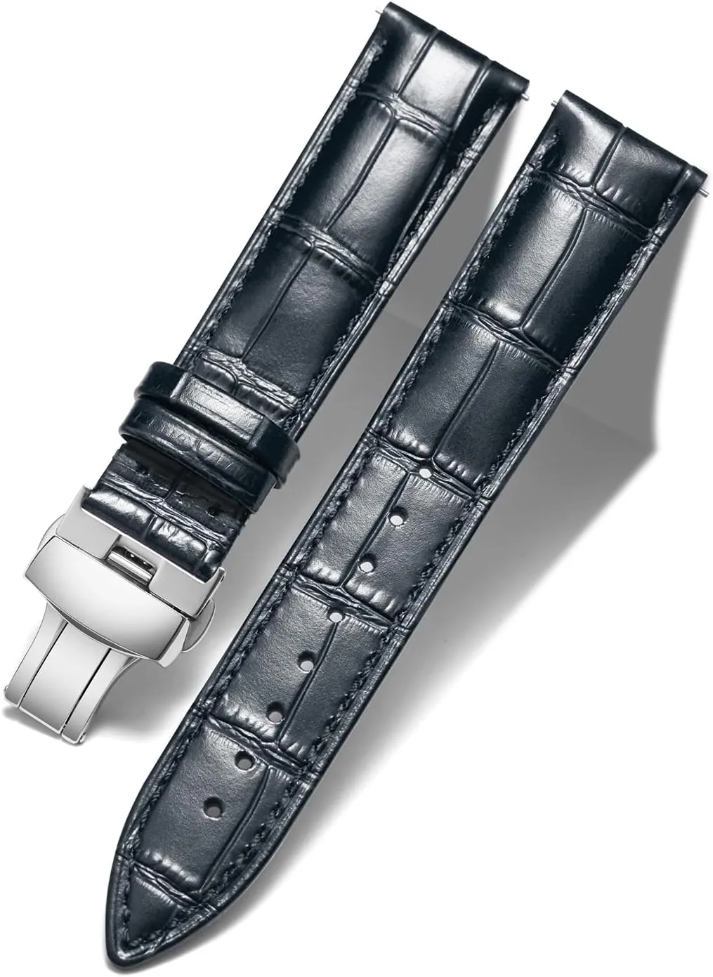 17mm 18mm 19mm 20mm 21mm 22mm 23mm 24mm Watch Band fiber elective recollection note for Men Women BINLUN Leather Watch Strap Quick Release Strap with Silver Butterfly Deployment Buckle 12mm 13mm 14mm 15mm 16mm 