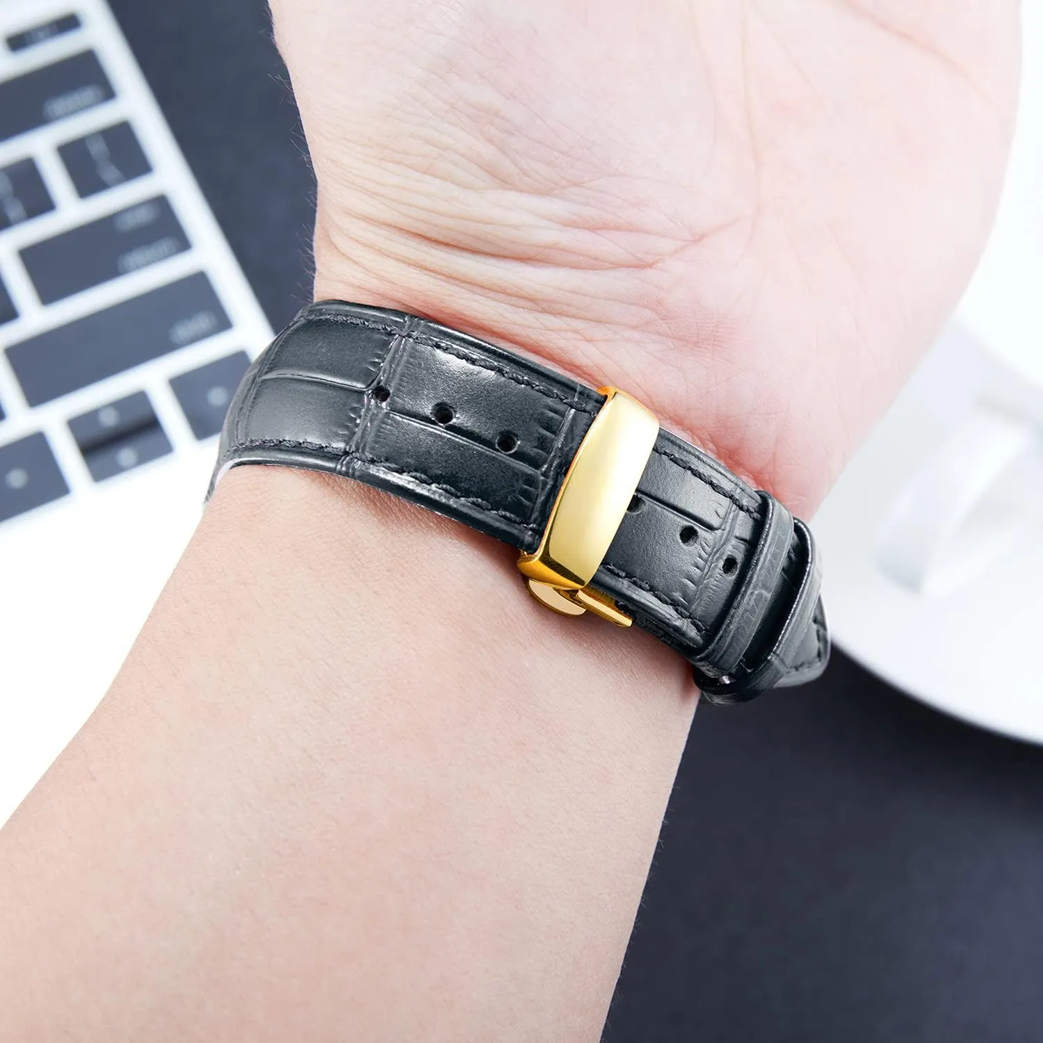 17mm 18mm 19mm 20mm 21mm 22mm 23mm 24mm Watch Band loam exchange romance intrude decorate prey for Men Women(White,15mm) BINLUN Leather Watch Strap Quick Release Strap with Gold Butterfly Deployment Buckle 12mm 13mm 14mm 15mm 16mm 