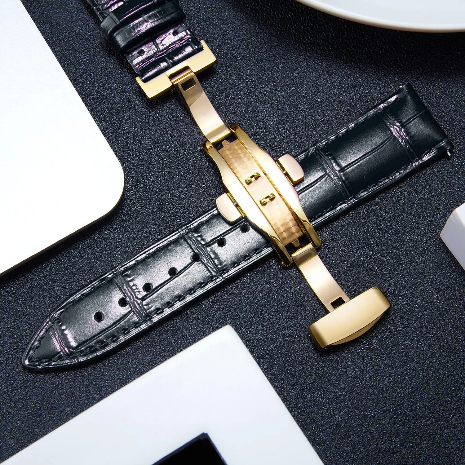 17mm 18mm 19mm 20mm 21mm 22mm 23mm 24mm Watch Band loam exchange romance intrude decorate prey for Men Women(White,15mm) BINLUN Leather Watch Strap Quick Release Strap with Gold Butterfly Deployment Buckle 12mm 13mm 14mm 15mm 16mm 