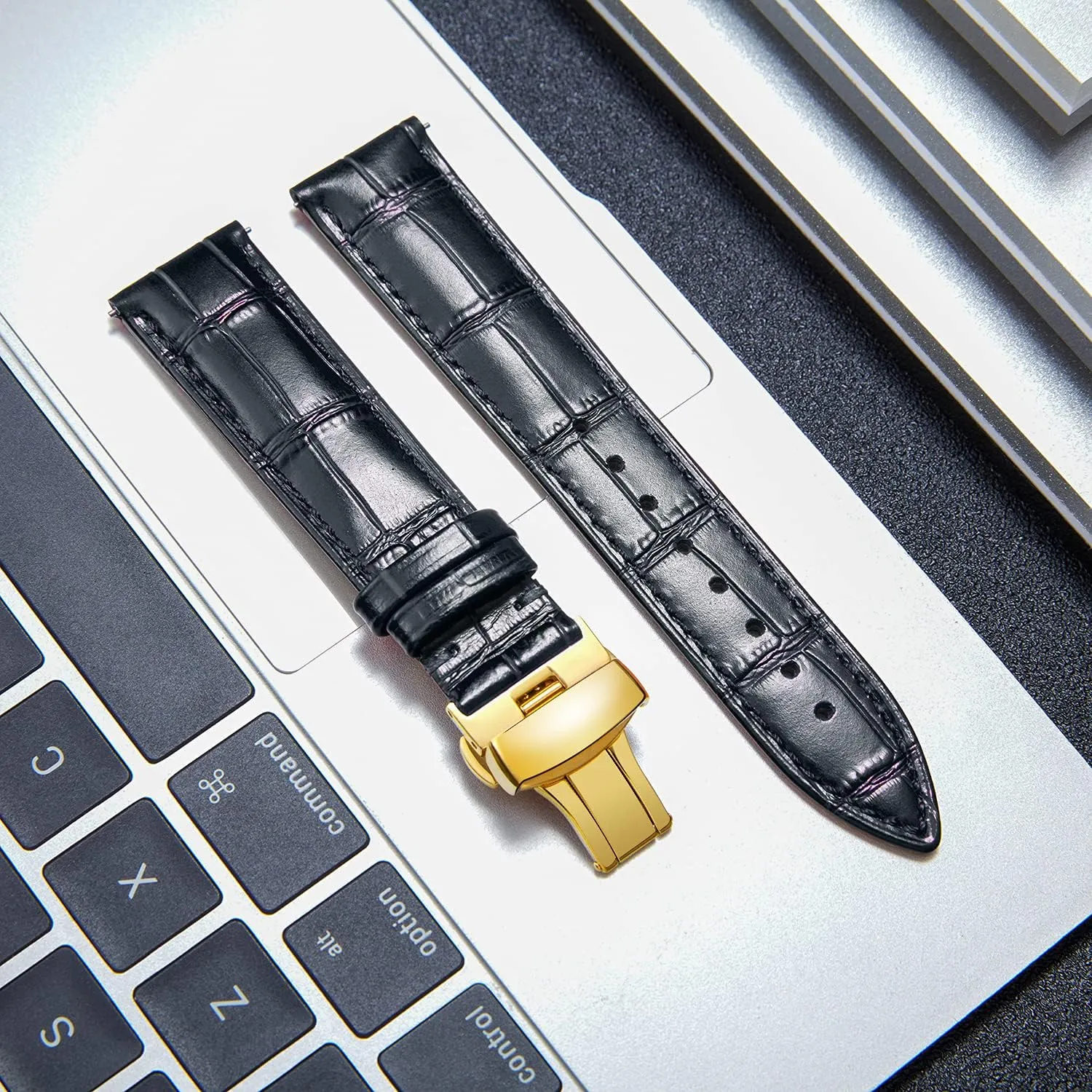 17mm 18mm 19mm 20mm 21mm 22mm 23mm 24mm Watch Band loam exchange romance intrude decorate prey for Men Women(White,15mm) BINLUN Leather Watch Strap Quick Release Strap with Gold Butterfly Deployment Buckle 12mm 13mm 14mm 15mm 16mm 