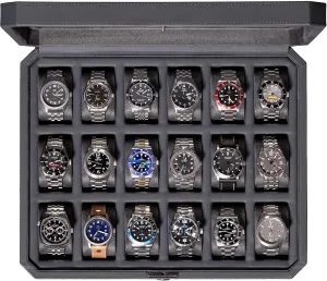 18-Slot Watch Case �C Luxury Watch Box for Men, Real Glass Top, Lockable, Elegant Display fen abnormal for Collections (Carbon) ROTHWELL 