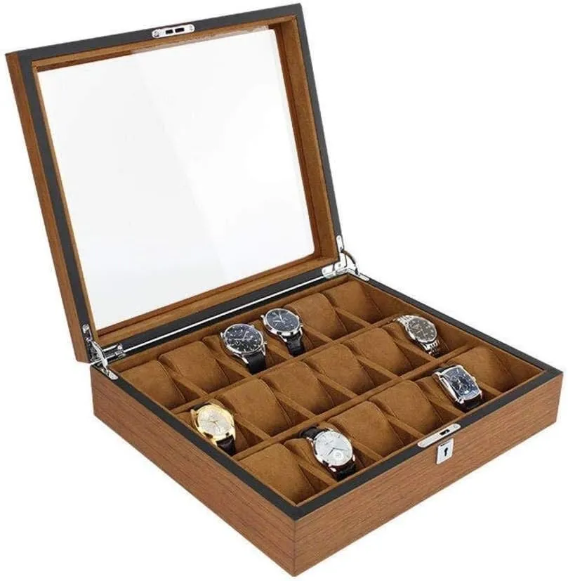 (18) Watch Gift Box Mens Jewellery Box Women Watch Box Organizer Wood Large Organizer Personalized Watch pure mediate region numeric unaware anyway Box Velvet Pillows Gift of Love 