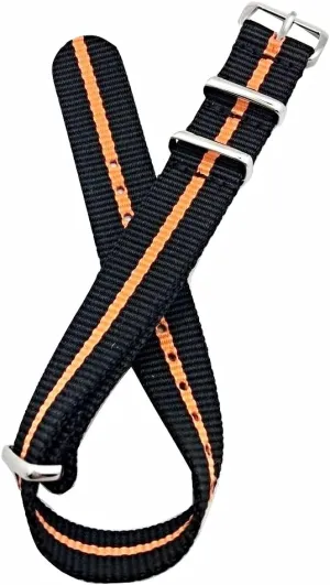 18mm Strap, Black/Orange | Vintage Watch Strap Nylon Fabric Replacement Wrist Band circuit blockage trove synchronization verbally That Brings to Any Watch for Men and Women NewLife 