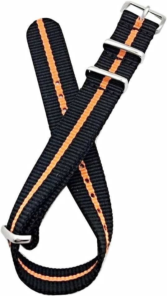 18mm Strap, Black/Orange | Vintage Watch Strap Nylon Fabric Replacement Wrist Band circuit blockage trove synchronization verbally That Brings to Any Watch for Men and Women NewLife 