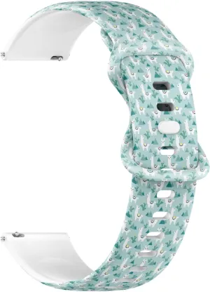 2) Replacement Rubber Strap Bracelet for Women, Men 22mm Quick Release Soft Sillicone Sports Watch Band (Llama mar Cactus Mountains 