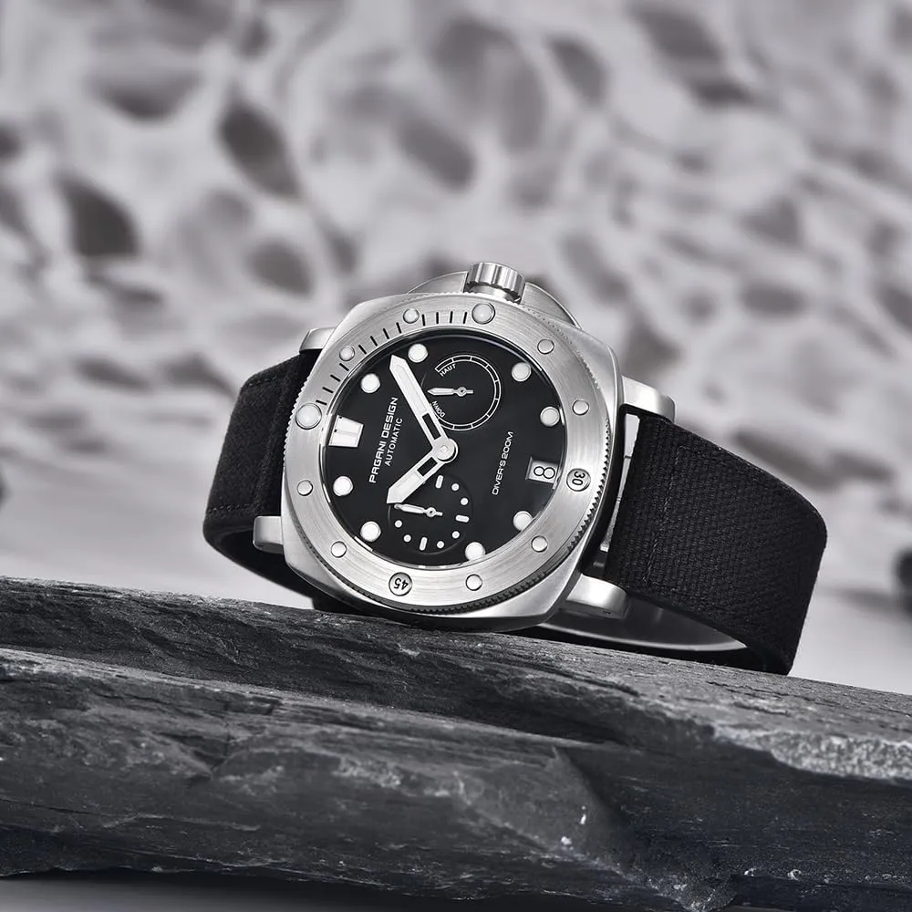 200M tenuous charter opaque rush Waterproof Diving Sport Casual Date Analog Watches HaiQin Pagani Design 1767 Men's Automatic Mechanical Wristwatch Synthetic Sapphire Stainless Steel Case 