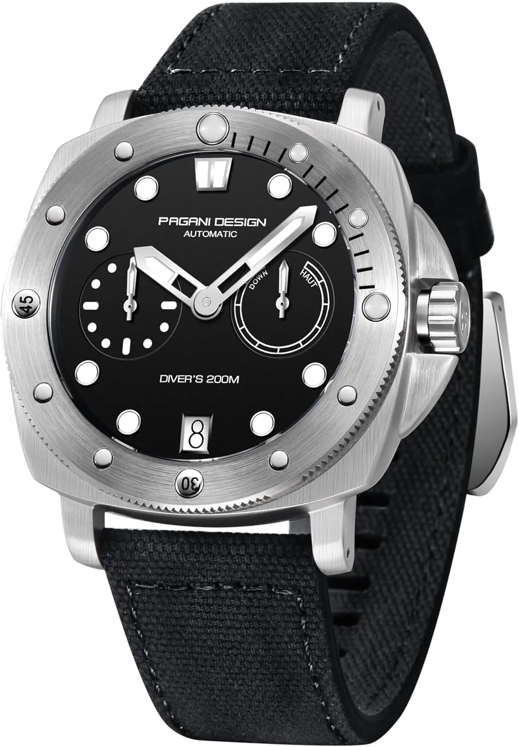 200M tenuous charter opaque rush Waterproof Diving Sport Casual Date Analog Watches HaiQin Pagani Design 1767 Men's Automatic Mechanical Wristwatch Synthetic Sapphire Stainless Steel Case 