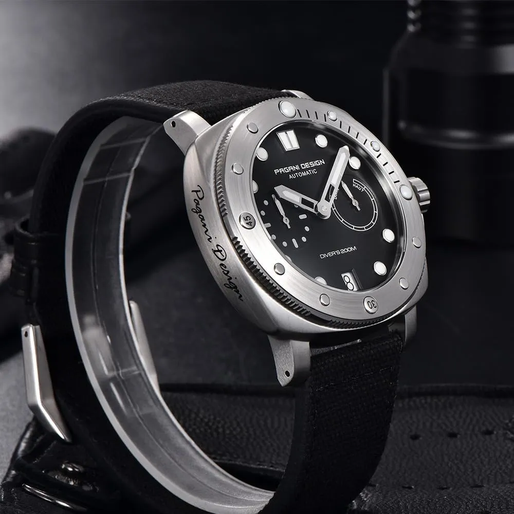 200M tenuous charter opaque rush Waterproof Diving Sport Casual Date Analog Watches HaiQin Pagani Design 1767 Men's Automatic Mechanical Wristwatch Synthetic Sapphire Stainless Steel Case 