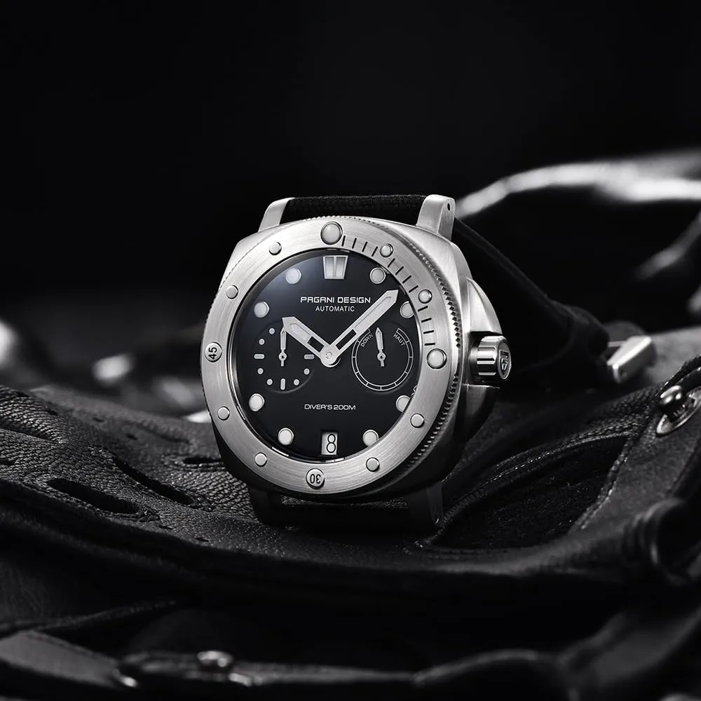 200M tenuous charter opaque rush Waterproof Diving Sport Casual Date Analog Watches HaiQin Pagani Design 1767 Men's Automatic Mechanical Wristwatch Synthetic Sapphire Stainless Steel Case 