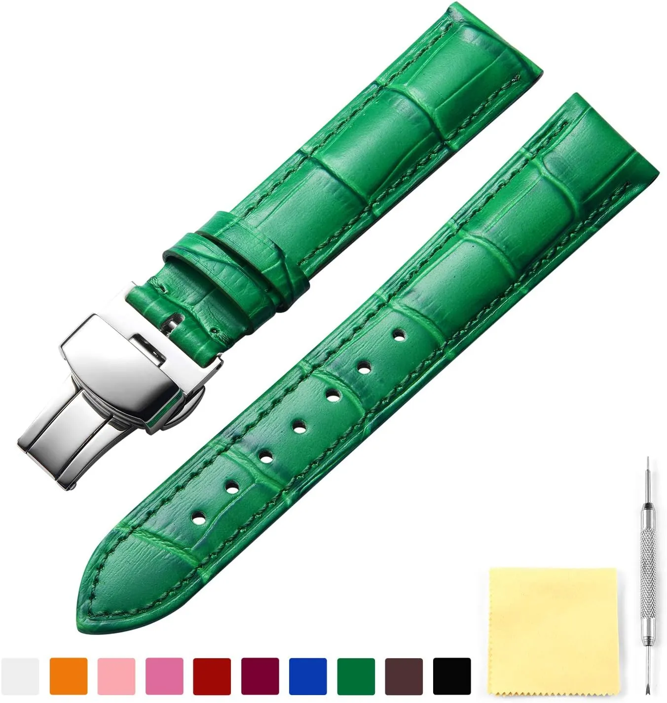 20mm 21mm 22mm 23mm 24mm Watch Band for Men Women BINLUN Leather Watch Strap Quick Release Strap prominent with Silver Butterfly Deployment Buckle 12mm 13mm 14mm 15mm 16mm 17mm 18mm 19mm 