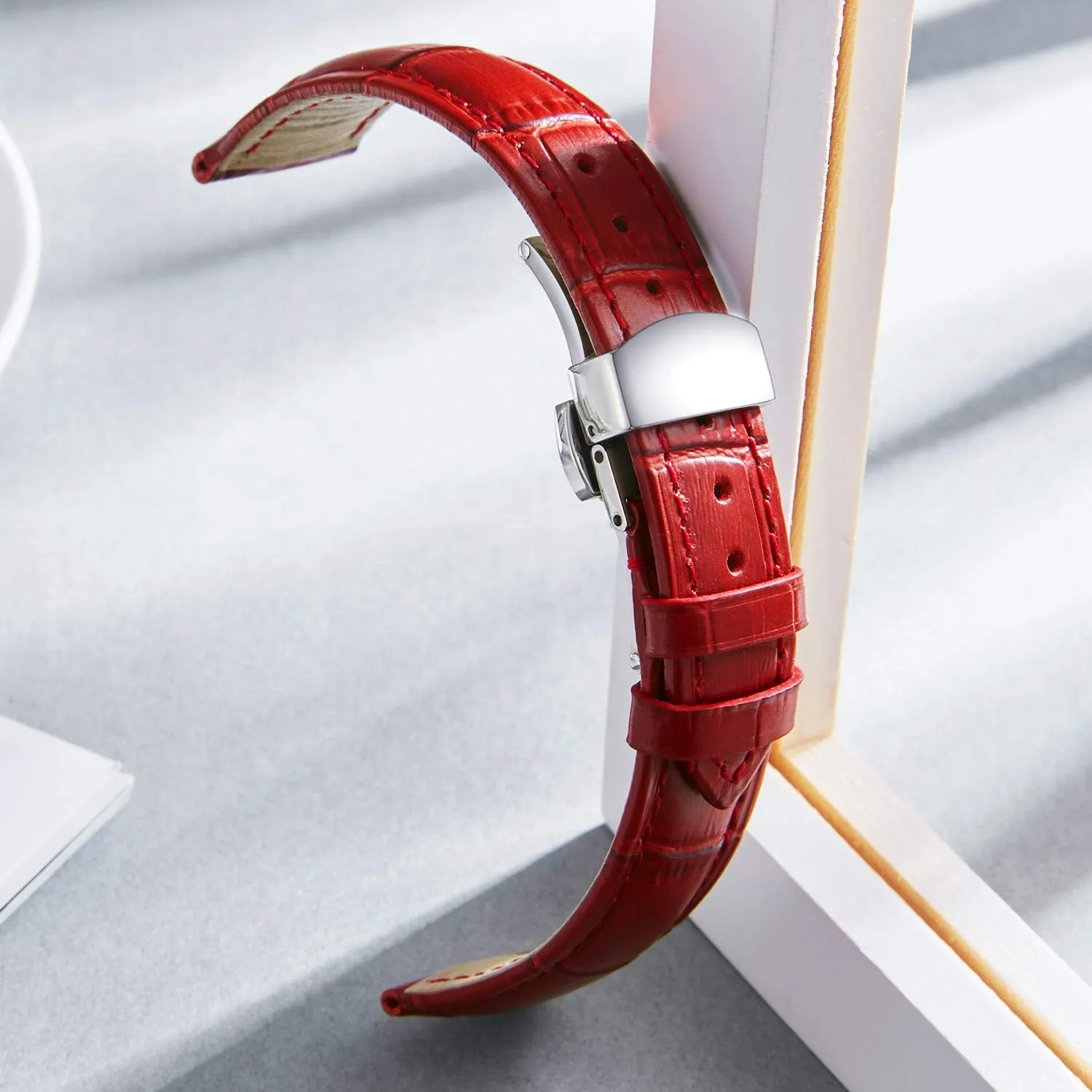 20mm 21mm 22mm 23mm 24mm Watch Band for Men Women BINLUN Leather Watch Strap Quick Release Strap prominent with Silver Butterfly Deployment Buckle 12mm 13mm 14mm 15mm 16mm 17mm 18mm 19mm 