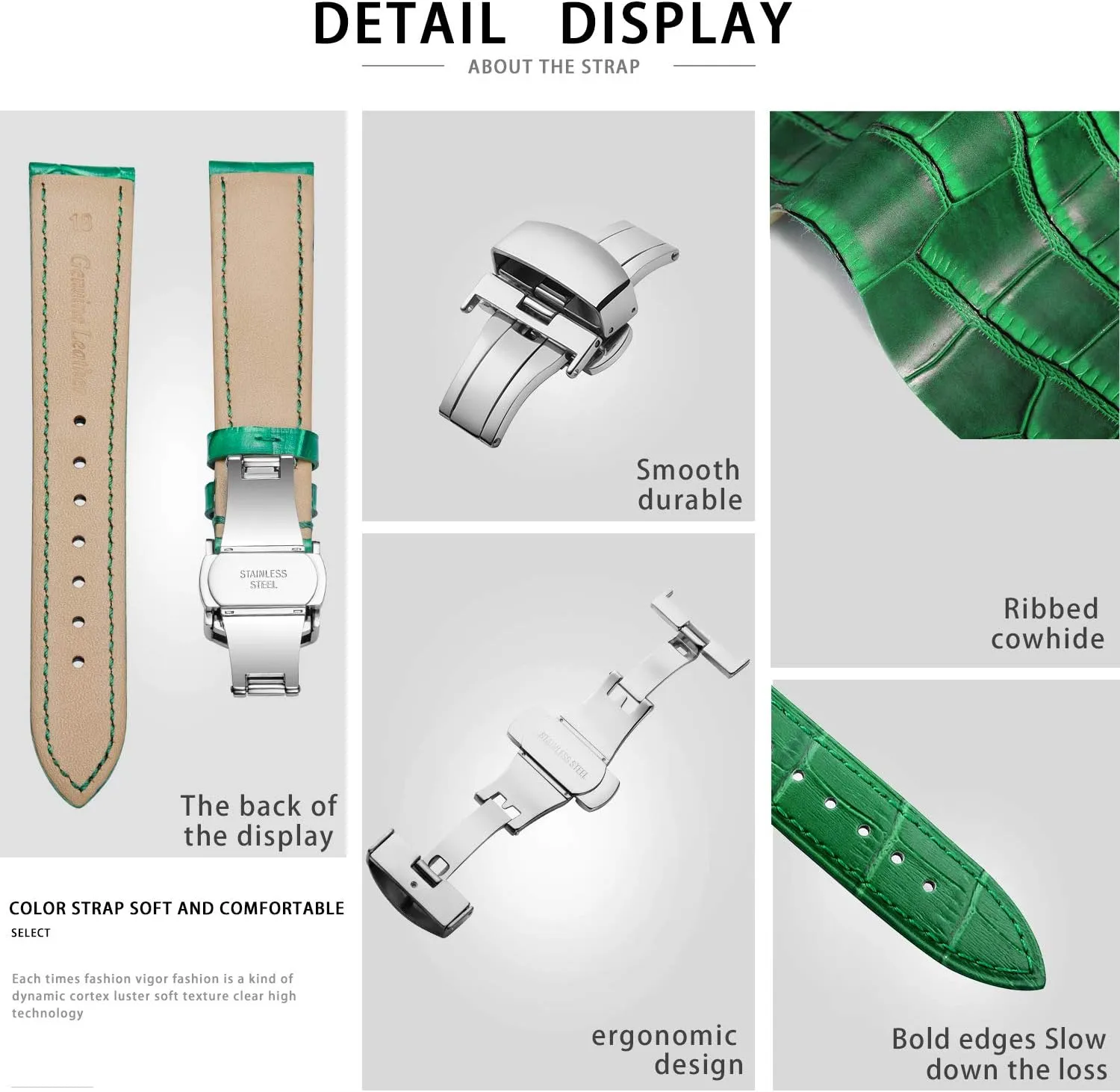 20mm 21mm 22mm 23mm 24mm Watch Band for Men Women BINLUN Leather Watch Strap Quick Release Strap prominent with Silver Butterfly Deployment Buckle 12mm 13mm 14mm 15mm 16mm 17mm 18mm 19mm 