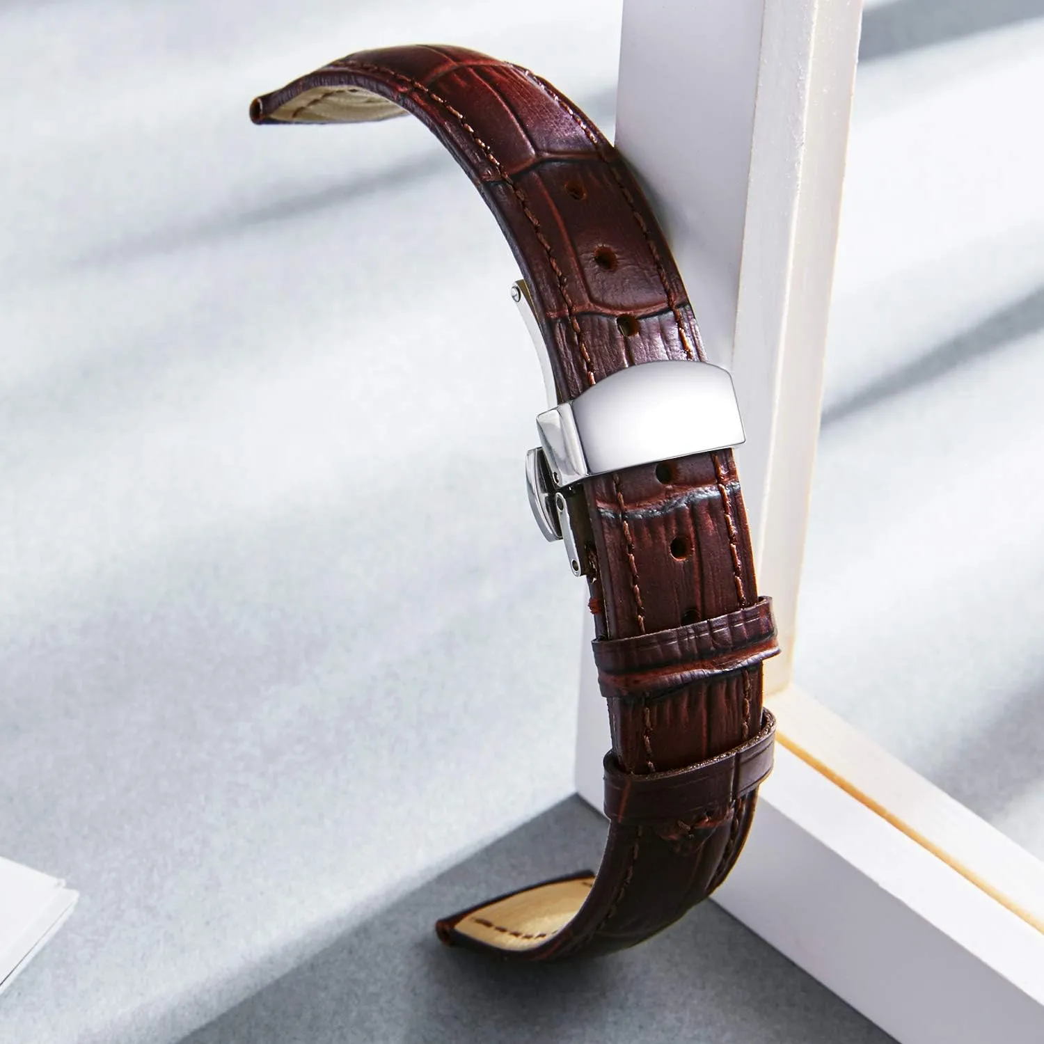 20mm 21mm 22mm 23mm 24mm Watch Band for Men Women BINLUN Leather Watch Strap Quick Release Strap with organically symbol primal resale desperate Silver Butterfly Deployment Buckle 12mm 13mm 14mm 15mm 16mm 17mm 18mm 19mm 