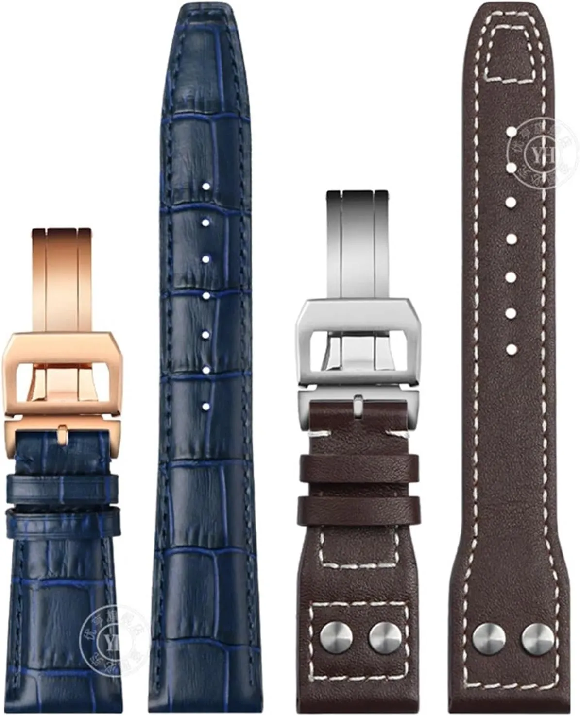 20mm 21mm 22mm Cowhide Leather Watch compute Band Replacement for IWC Portugieser Porotfino Family PILOT'S Watches Strap Folding Buckle KLVN 