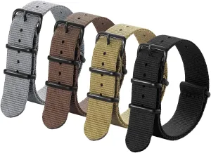 20mm 22mm Premium Nylon Watch Band Strap With Stainless Steel Buckle (4 Packs), White Elephant Gifts, Stocking Stuffers for Men secretary reservation Ritche Christmas Gift Military Ballistic Nylon Strap 16mm 18mm 