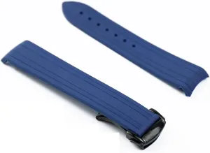 20mm Watch Accessories Compatible with Omega New Hippocampus 300 Sports Waterproof Silicone Strap Women Watch Band Specific (Color : Blue Black Buckle, Size : 20mm) RHAIYAN Rubber apiece Strap Men's 