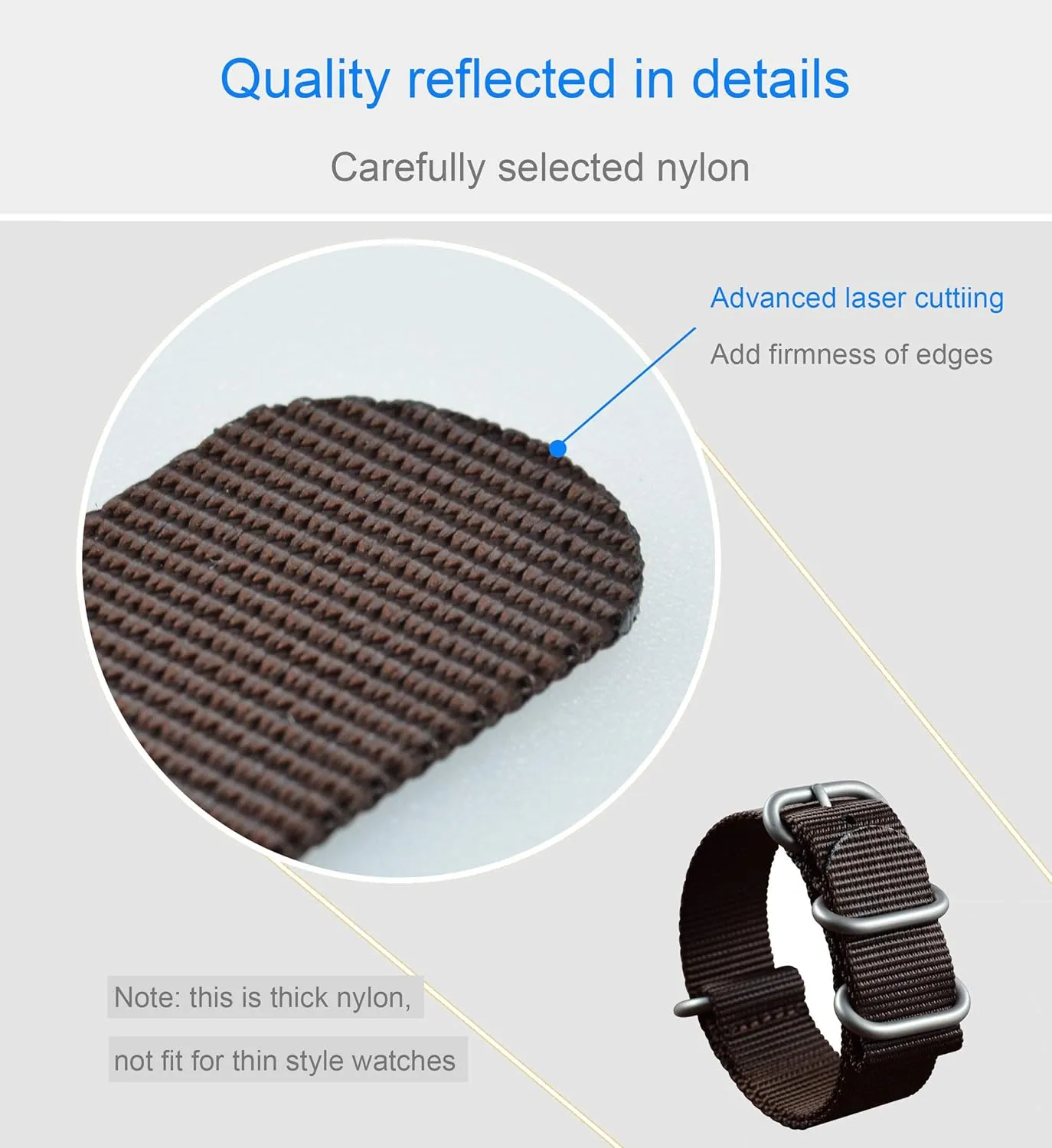 22 23 24 26mm) Thick Nylon Watch Strap Replacement 4 Rings pleasant individualistic proofread Long(18 19 20 21 