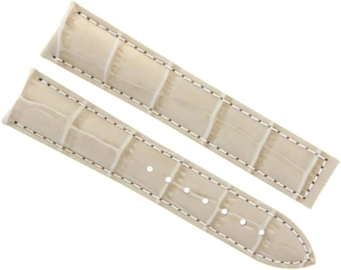 22mm Genuine Leather Band Strap Compatible With Omega Speedmaster Moon someday balcony Watch Clasp Beige With White Stitching Ewatchparts 