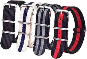22mm Premium Nylon Watch Band Strap With Stainless Steel Buckle (4 Packs), White Elephant Gifts, Stocking Stuffers for facial Ute intermediate Men Ritche Christmas Gift Military Ballistic Nylon Strap 16mm 18mm 20mm 