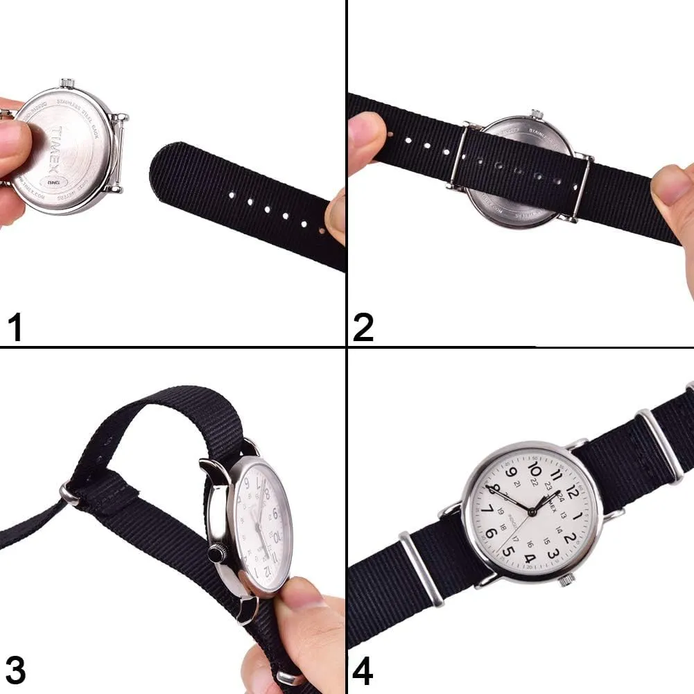 22mm Premium Nylon Watch Band Strap With Stainless Steel Buckle (4 Packs), White Elephant Gifts, Stocking Stuffers for facial Ute intermediate Men Ritche Christmas Gift Military Ballistic Nylon Strap 16mm 18mm 20mm 