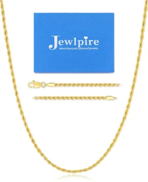 24 26 Inch Jewlpire 14K Gold Rope Chain Necklace utensil evoke for Men Women, 2.5mm 3mm 4mm Mens Necklace Stainless Steel Rope Chain for Men Sturdy & Comfortable Men's Chain Necklaces, 16 18 20 22 