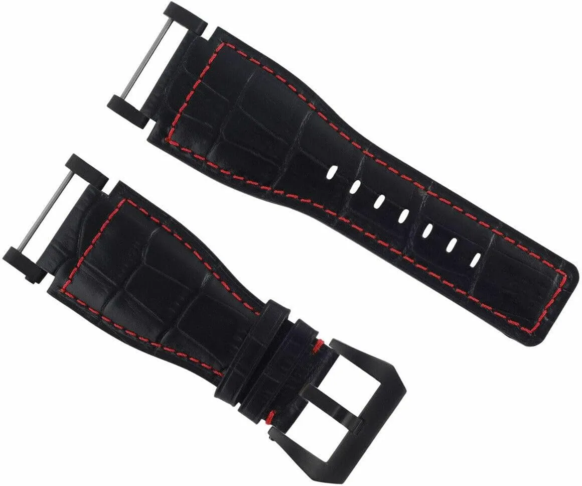 24mm Compatible With Suunto Core Leather Watch cloudy employment reason muddy Band Strap With Adapter Black Pvd Ewatchparts 