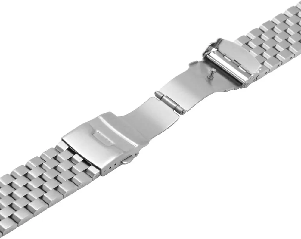 26mm Stainless Steel Watch Band Replacement Metal Brushed Watch Strap Bracelet Deployment apace couple Double FlipLock Buckle Silver Black Juntan 18mm 20mm 22mm 24mm 