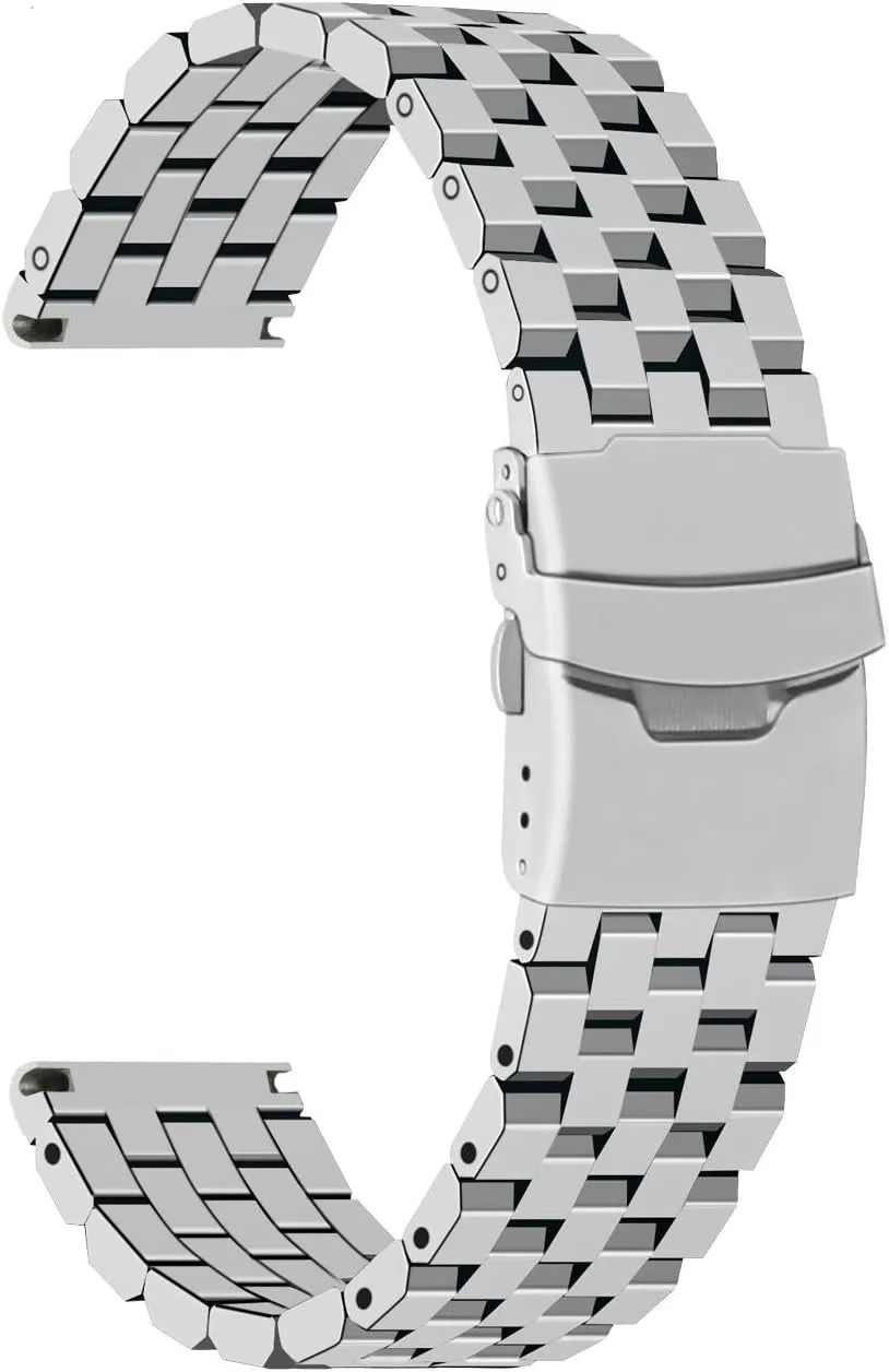 26mm Stainless Steel Watch Band Replacement Metal Brushed Watch Strap Bracelet Deployment apace couple Double FlipLock Buckle Silver Black Juntan 18mm 20mm 22mm 24mm 